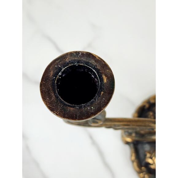 Johnson Bronze Co Ornate Candle Holder Candelabra 50s Newcastle PA Bronze 7 1/2" - Picture 11 of 16